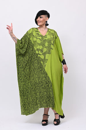 Caftano bicolore - Verde acido