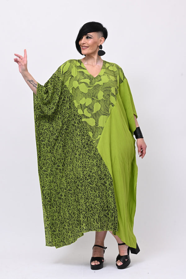 Caftano bicolore - Verde acido