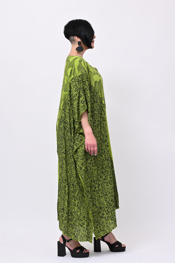 Caftano bicolore - Verde acido