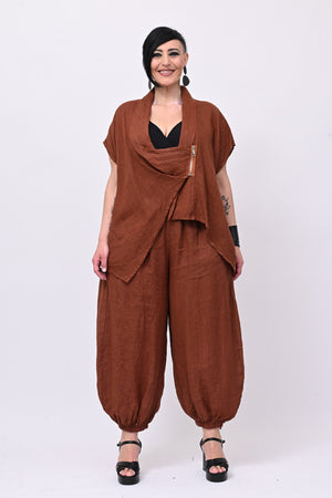 Completo lino giacca zip - Ruggine