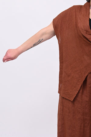 Completo lino giacca zip - Ruggine