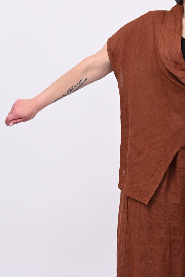 Completo lino giacca zip - Ruggine