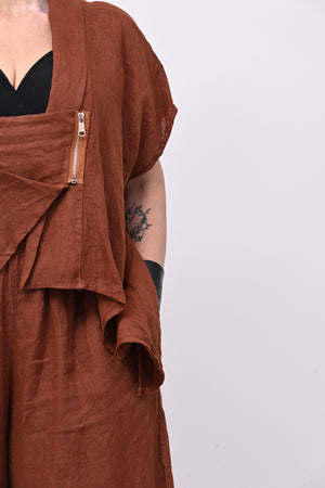 Completo lino giacca zip - Ruggine