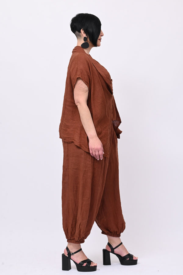 Completo lino giacca zip - Ruggine