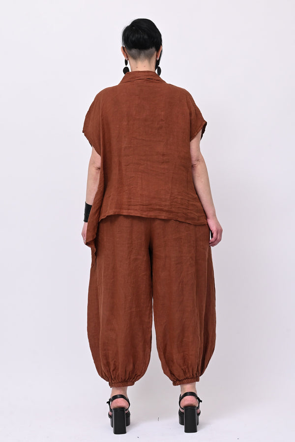 Completo lino giacca zip - Ruggine