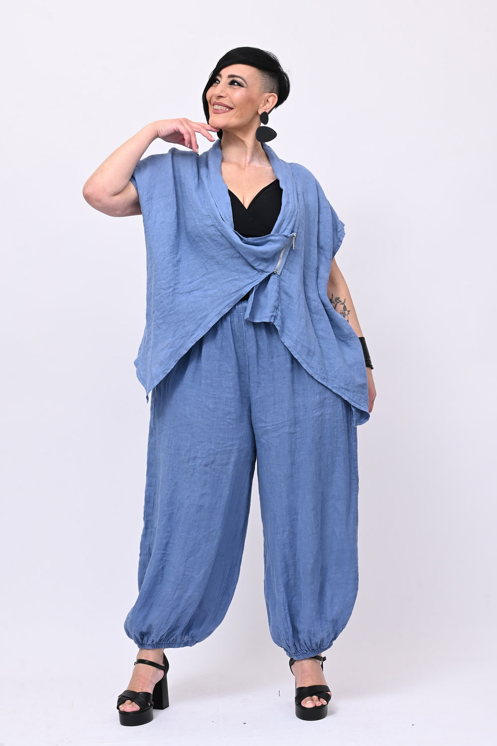 Completo lino giacca zip - Polvere