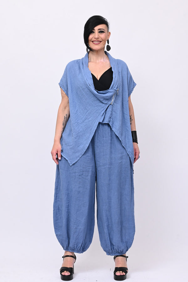 Completo lino giacca zip - Polvere