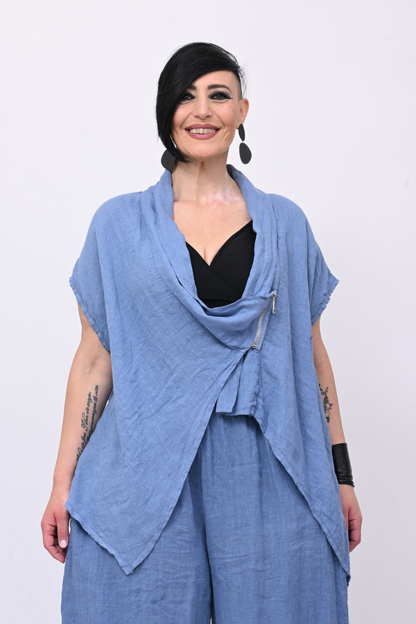 Completo lino giacca zip - Polvere