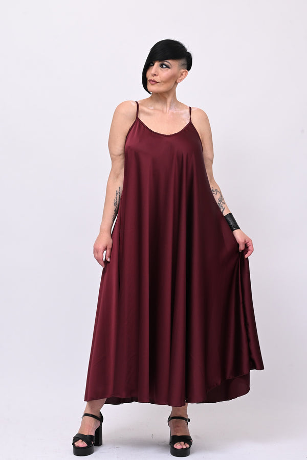 Abito sottoveste raso - Vino