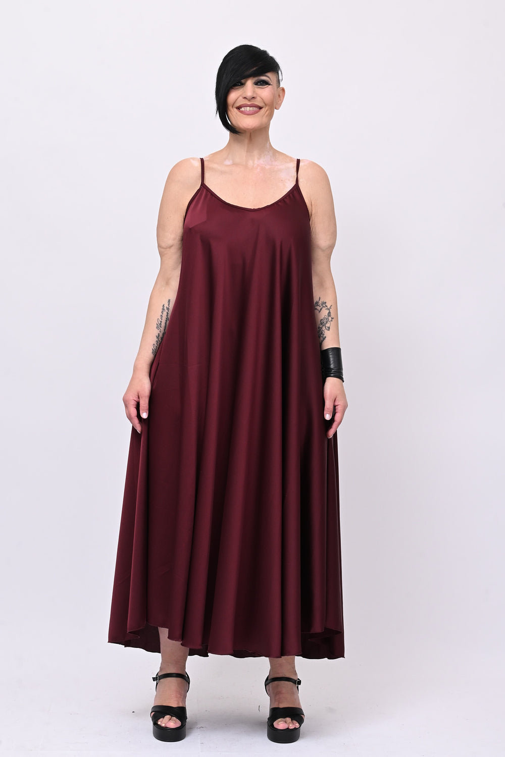 Abito sottoveste raso - Vino