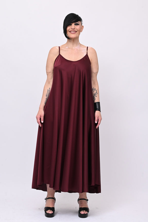 Abito sottoveste raso - Vino