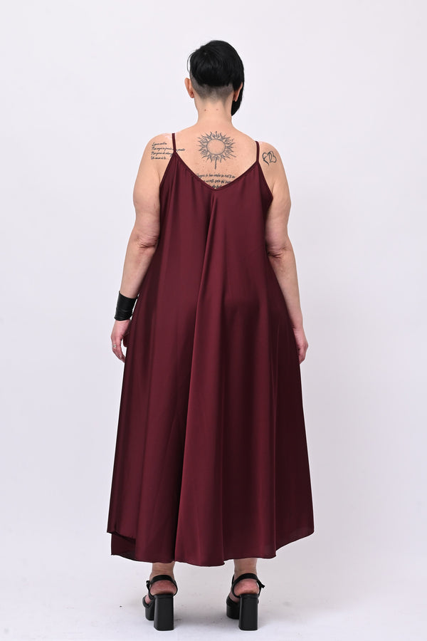 Abito sottoveste raso - Vino
