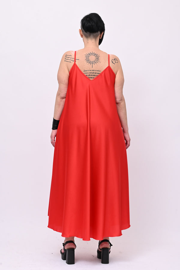 Abito sottoveste raso - Rosso