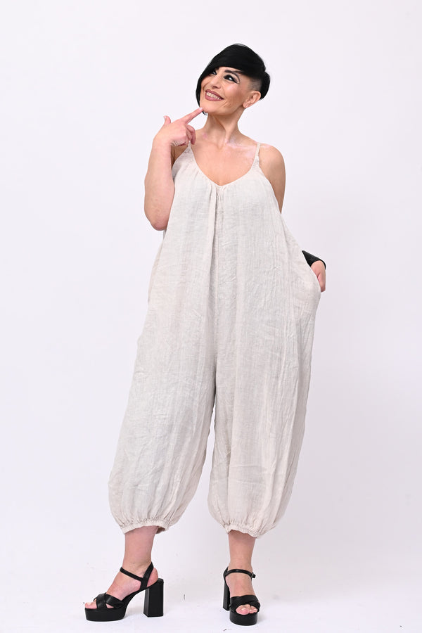 Jumpsuit lino palloncino - Burro