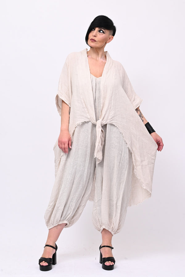 Kimono lino laccio - Burro