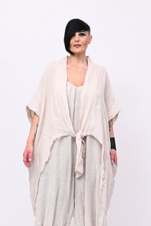 Kimono lino laccio - Burro