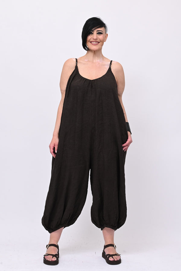 Jumpsuit lino palloncino - MORO