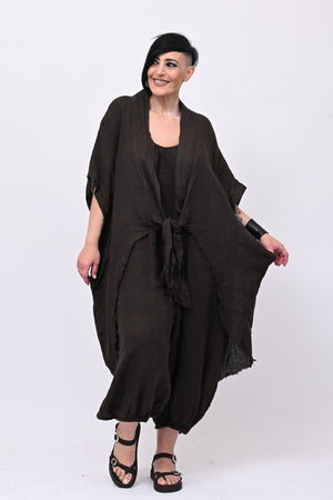 Kimono lino laccio - Moro