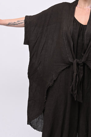 Kimono lino laccio - Moro