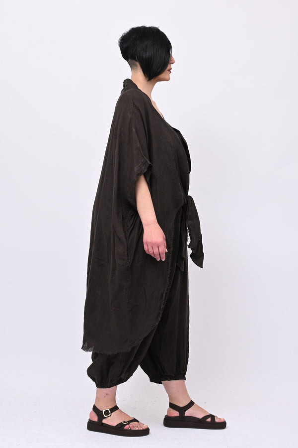 Kimono lino laccio - Moro