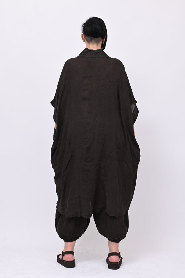 Kimono lino laccio - Moro