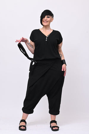 Pantalone cavallo basso fibbia - Nero