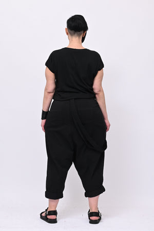 Pantalone cavallo basso fibbia - Nero