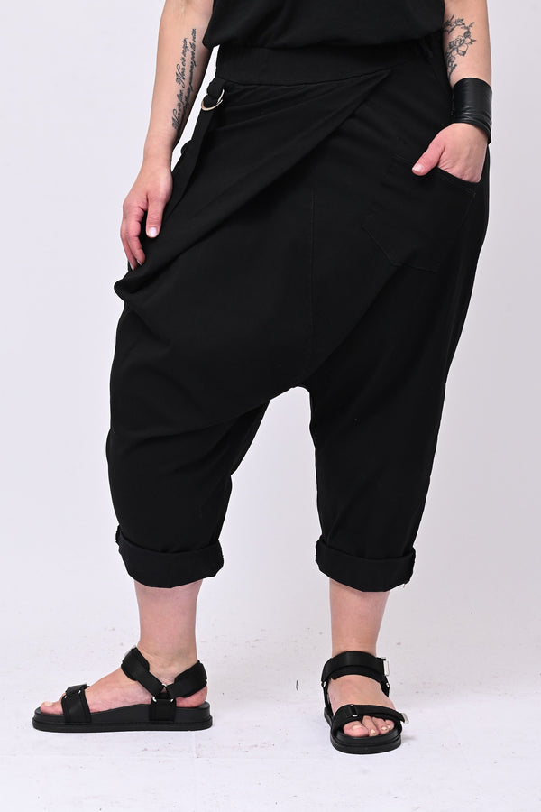Pantalone cavallo basso fibbia - Nero