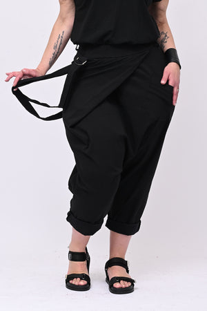 Pantalone cavallo basso fibbia - Nero