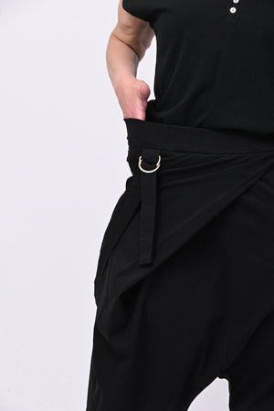 Pantalone cavallo basso fibbia - Nero
