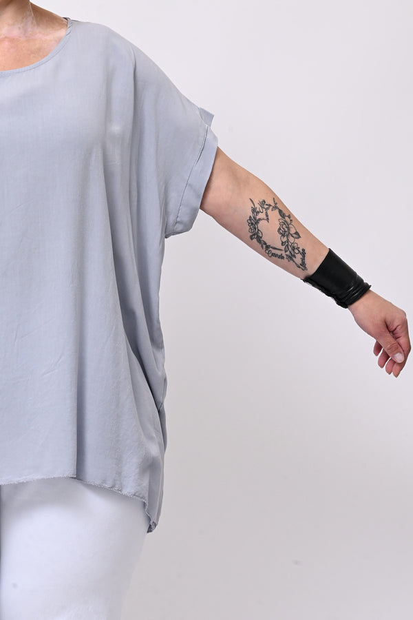 Blusa over viscosa - Grigio perla
