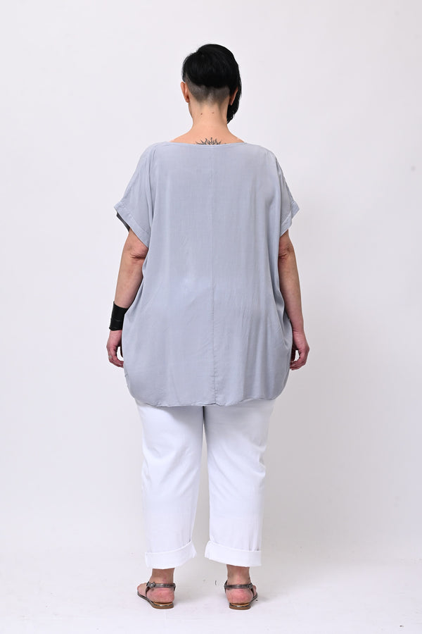 Blusa over viscosa - Grigio perla