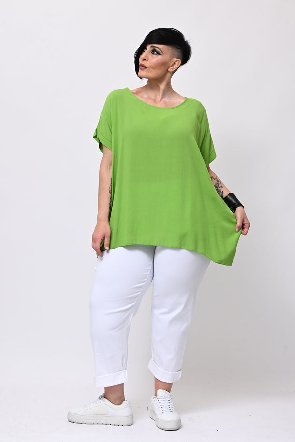 Blusa over viscosa - Verde acido