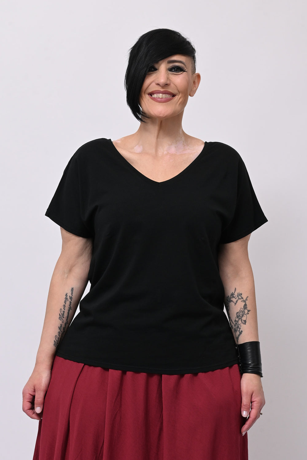 T-shirt doppia V - Nero