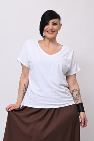 T-shirt doppia V - Bianco