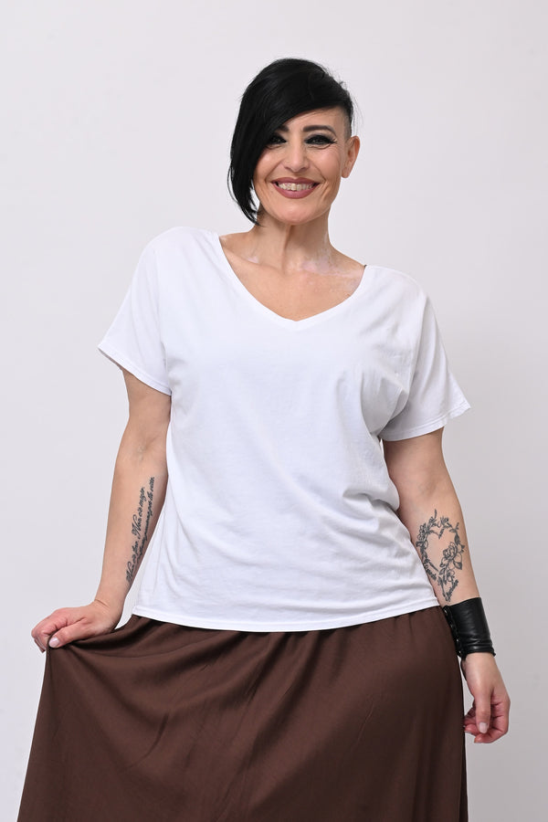 T-shirt doppia V - Bianco