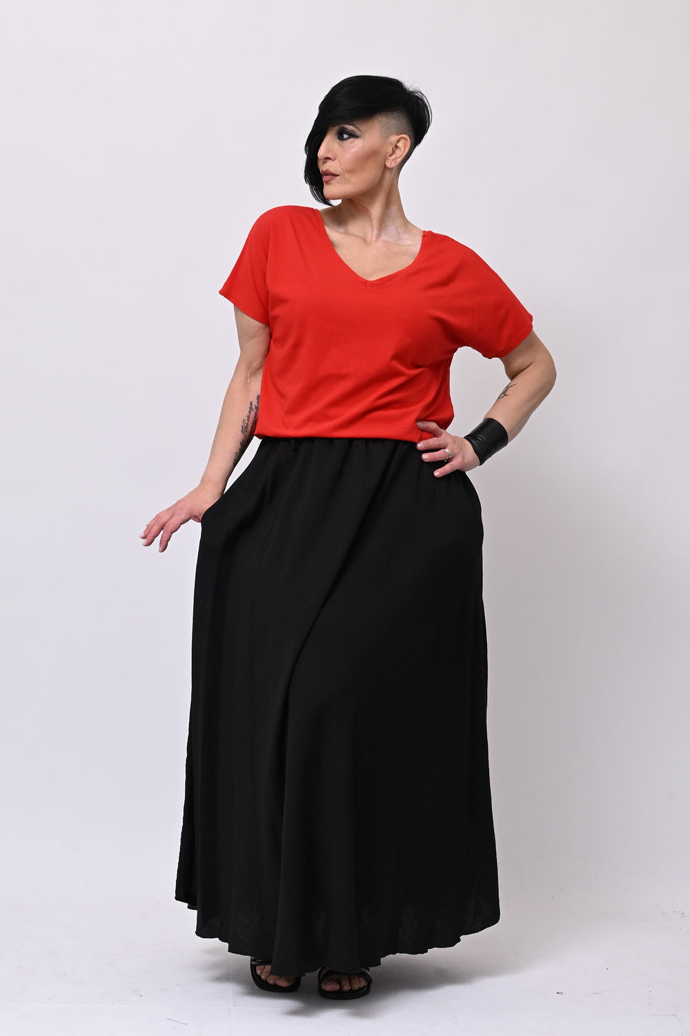 T-shirt doppia V - Rosso