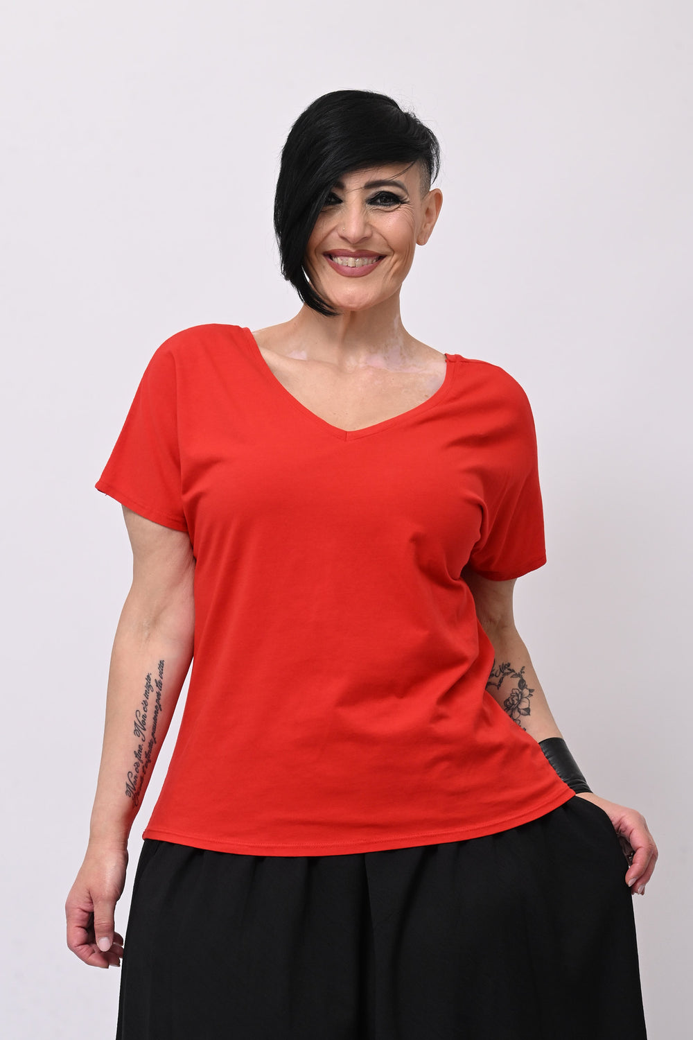 T-shirt doppia V - Rosso