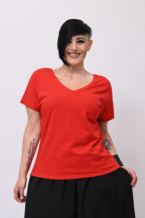 T-shirt doppia V - Rosso