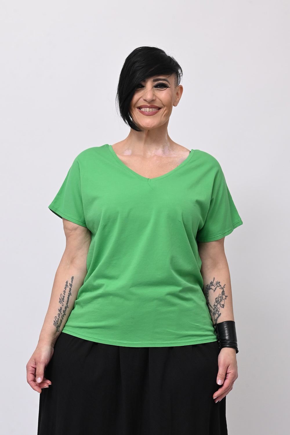 T-shirt doppia V - Smeraldo