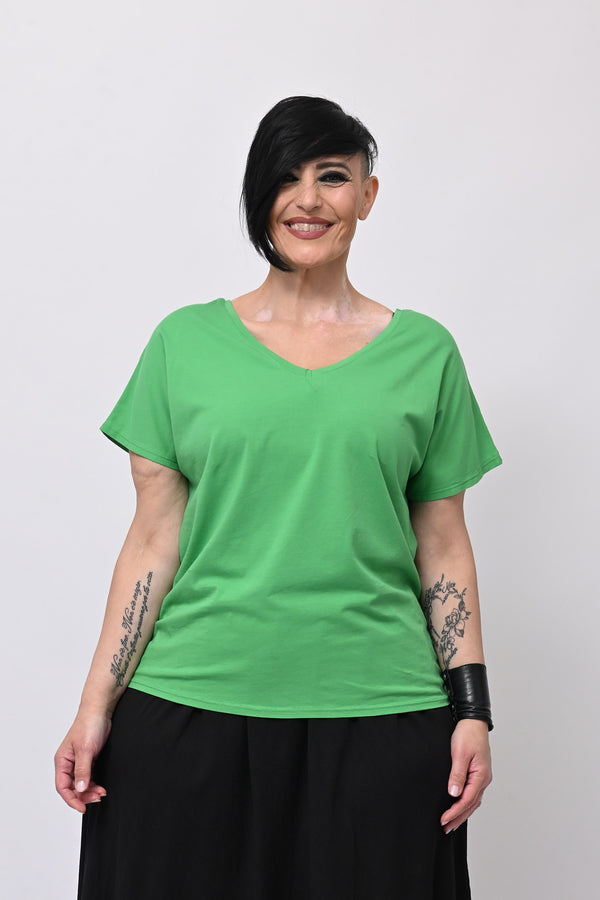T-shirt doppia V - Smeraldo