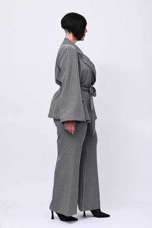 Completo gessato cinta - Grigio