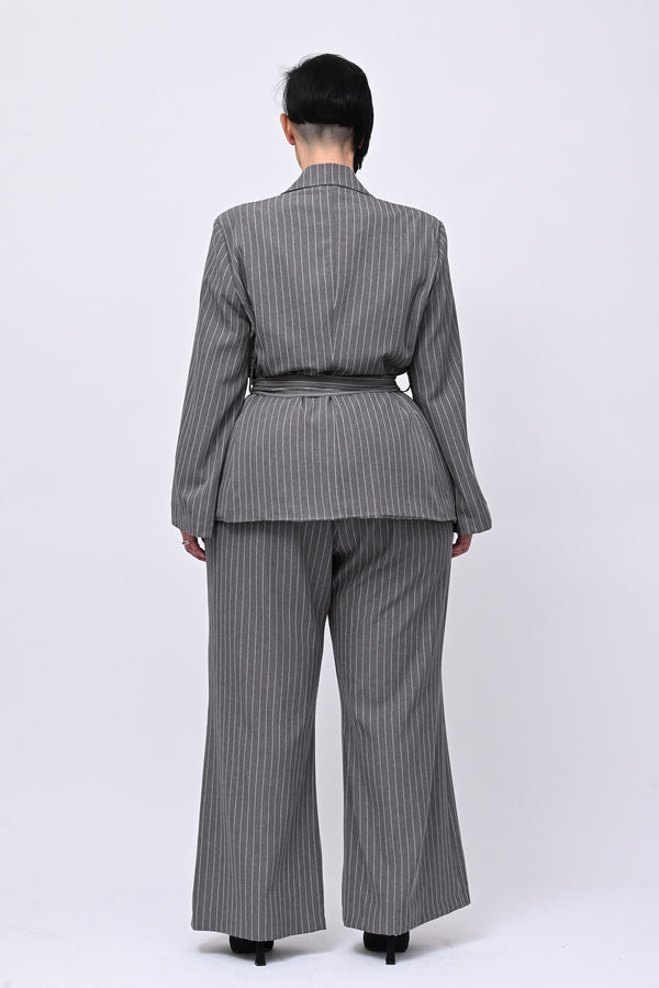 Completo gessato cinta - Grigio