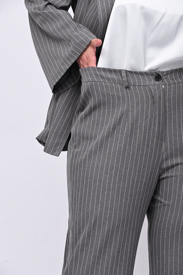 Completo gessato cinta - Grigio