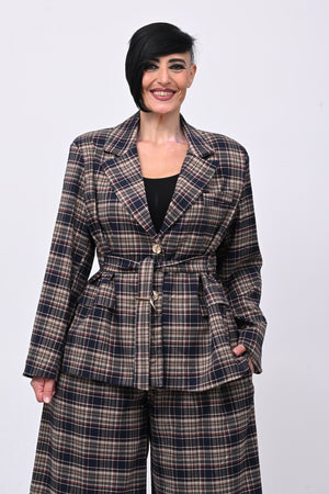 Completo tartan crop - Blu