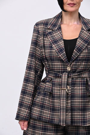 Completo tartan crop - Blu