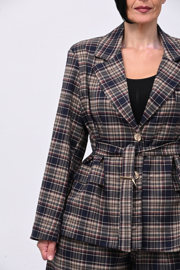 Completo tartan crop - Blu
