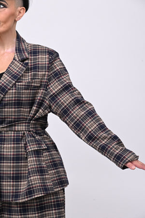 Completo tartan crop - Blu