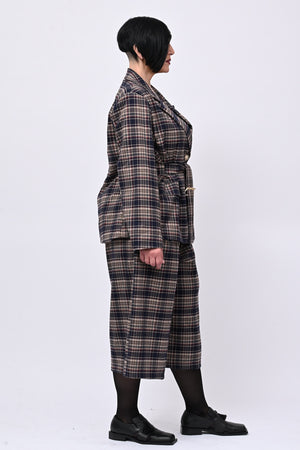 Completo tartan crop - Blu
