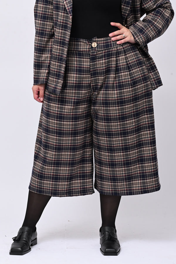 Completo tartan crop - Blu